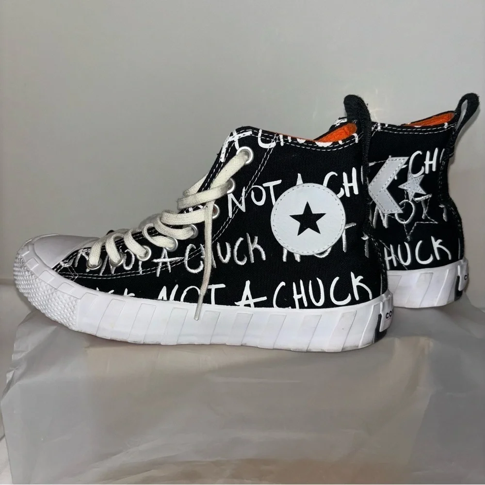 CONVERSE UNT1TL3D Hi Not a Chuck Black Men’s Graphic Sneakers Size 7.5 - Picture 2 of 10